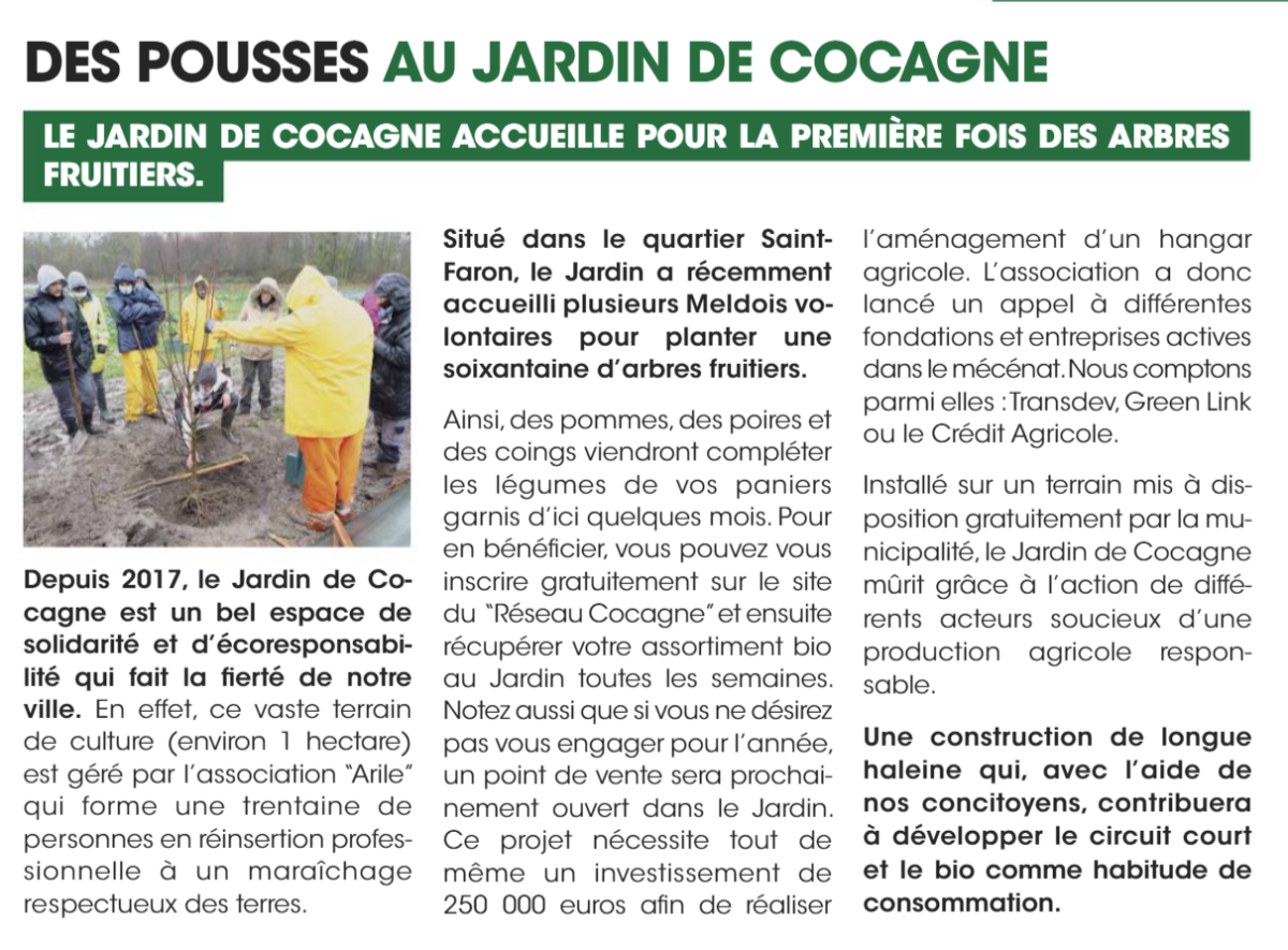 MEAUX LE JOURNAL  DES POUSSES AU JARDIN DE COCAGNE  Arile